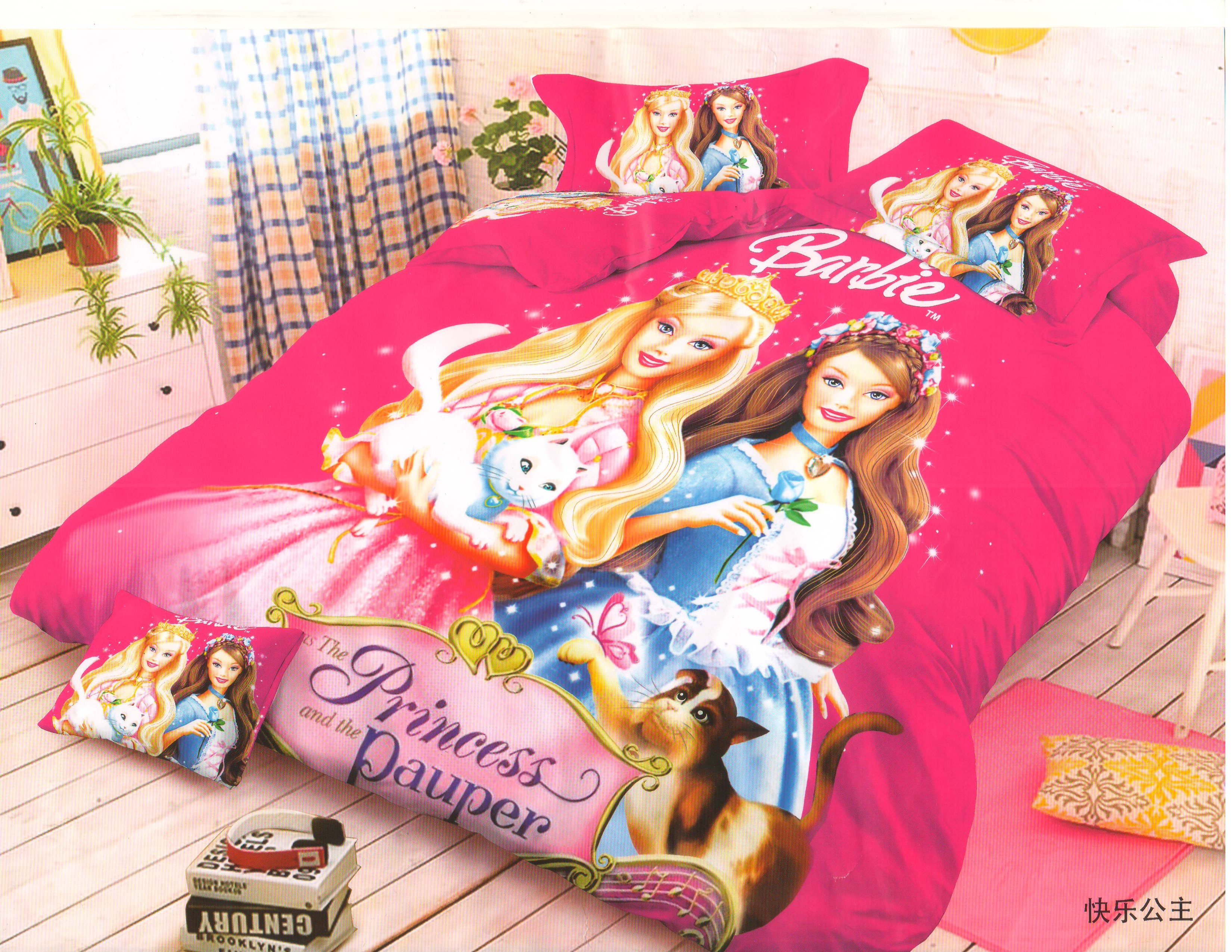 Nishu Handloom -Barbie Doll Cartoon Double Bedsheets - Nishu Handloom